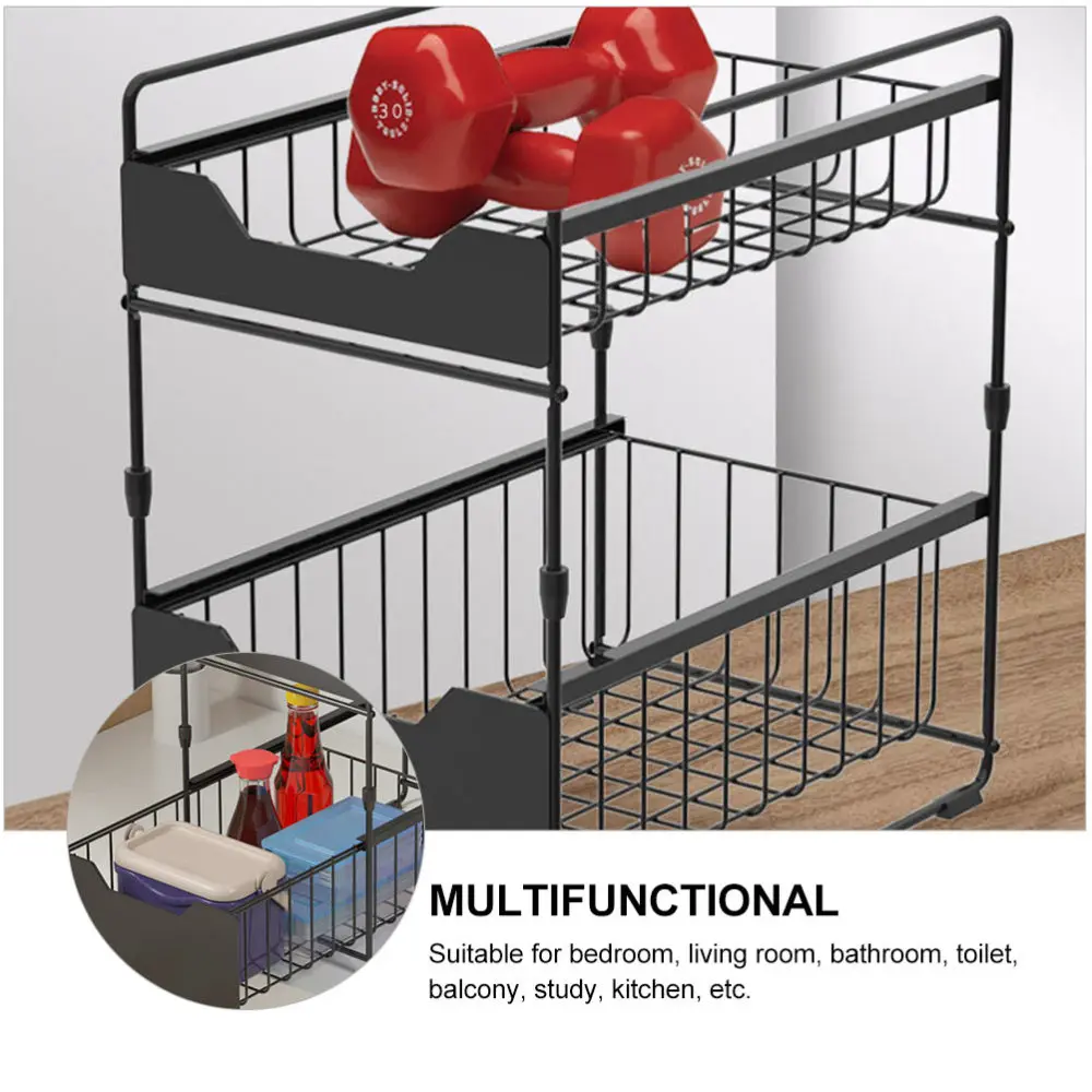 

1pc Bathroom Sundry Rack Kitchen Shelf Storage Rack for Home Dorm (Black)
