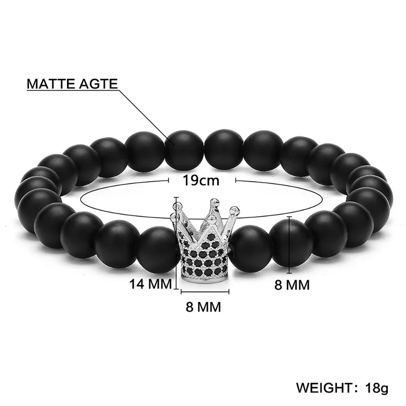 Минималистский натуральный матовый камень браслет Цыганская установка CZ