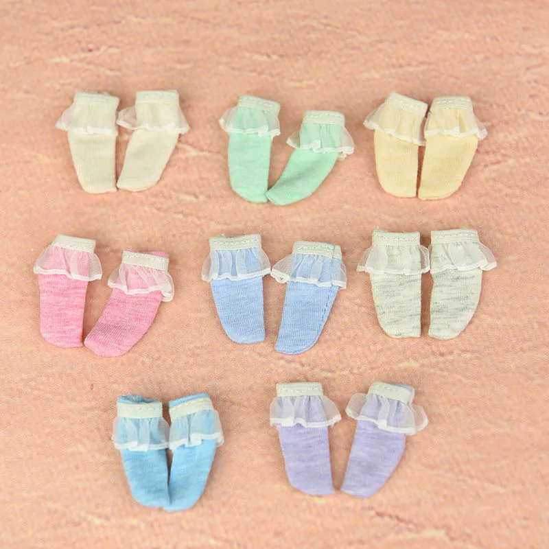 1 пара однотонные короткие носки для куклы Blythe кружевные кукольного домика Blyth Licca