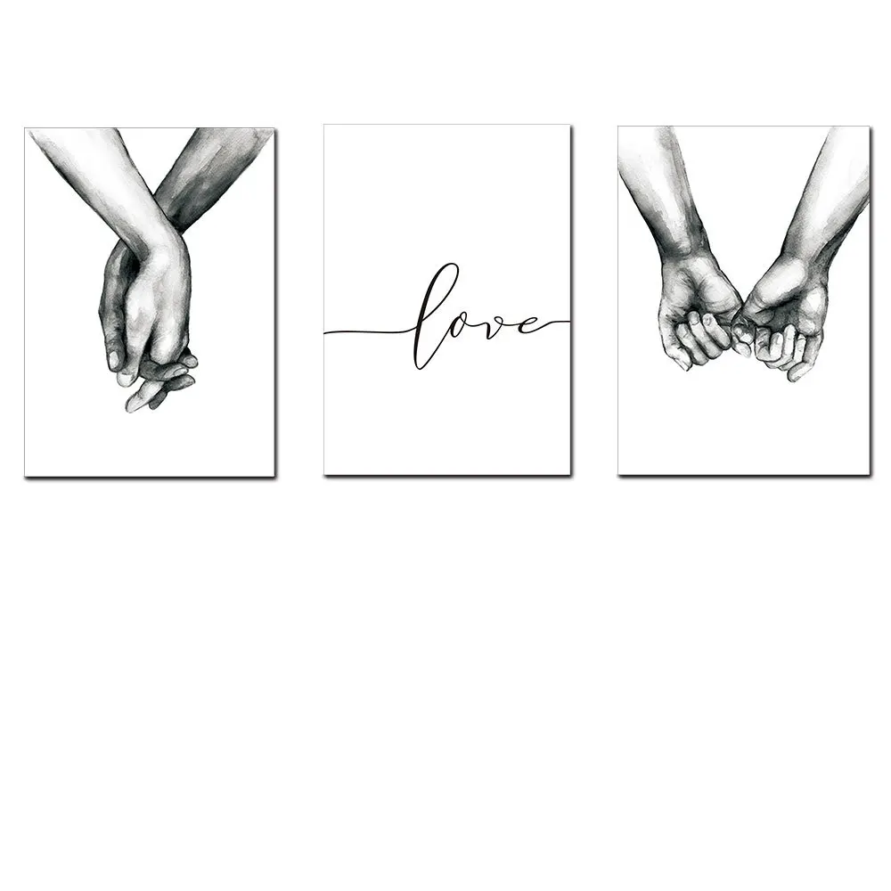 

No Frame Nordic Abstract Hand In Hand Canvas Painting Poster Print Sketch Hand Letter Decor Wall Art Pictures for Living Room
