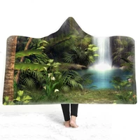 3d printed forest hooded blanket coral fleece psychedelic hoodie blankets for kids adults sofa throw blanket