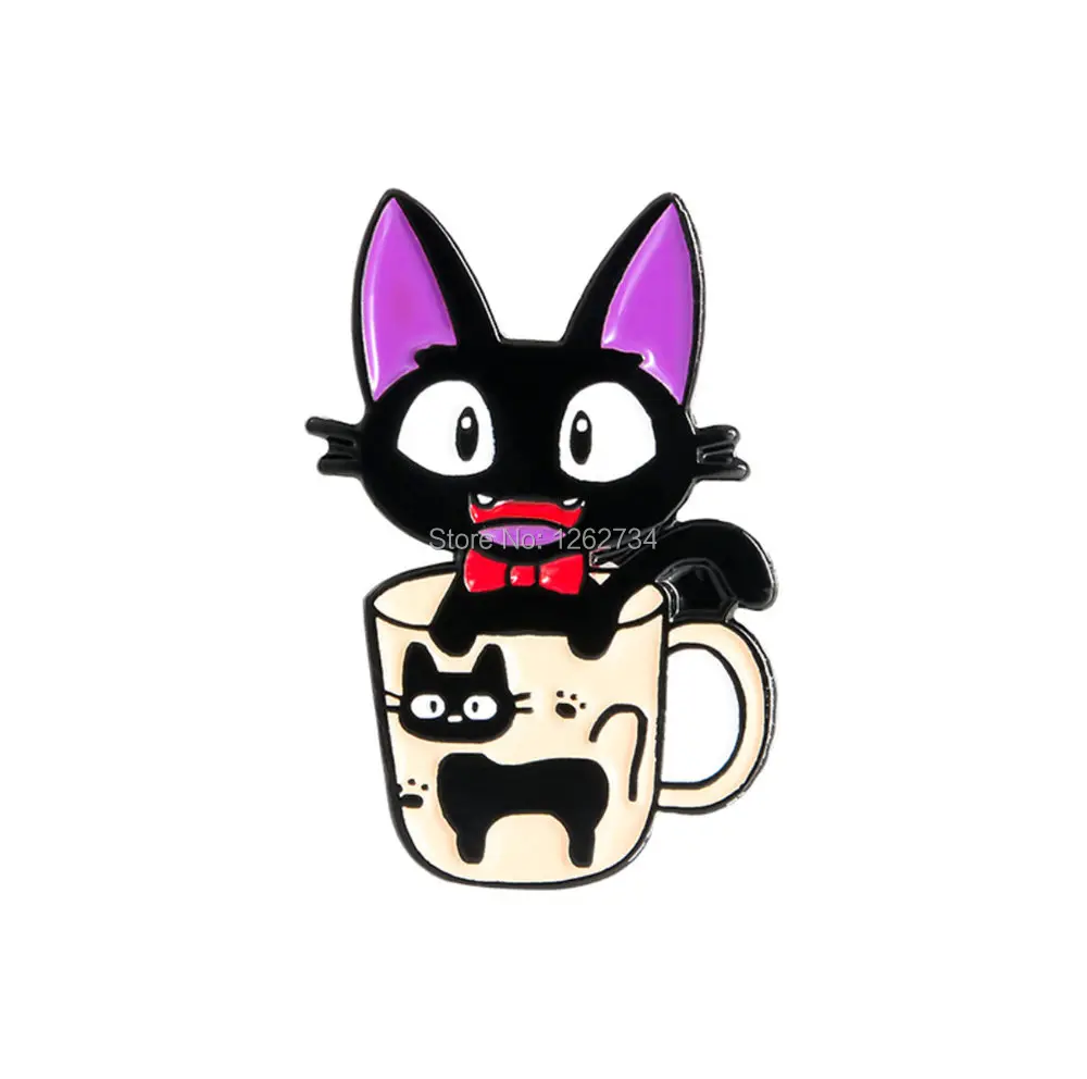 20 штук в партии черные и красные Кот Кики Услуги брошь виде цифры булавки для