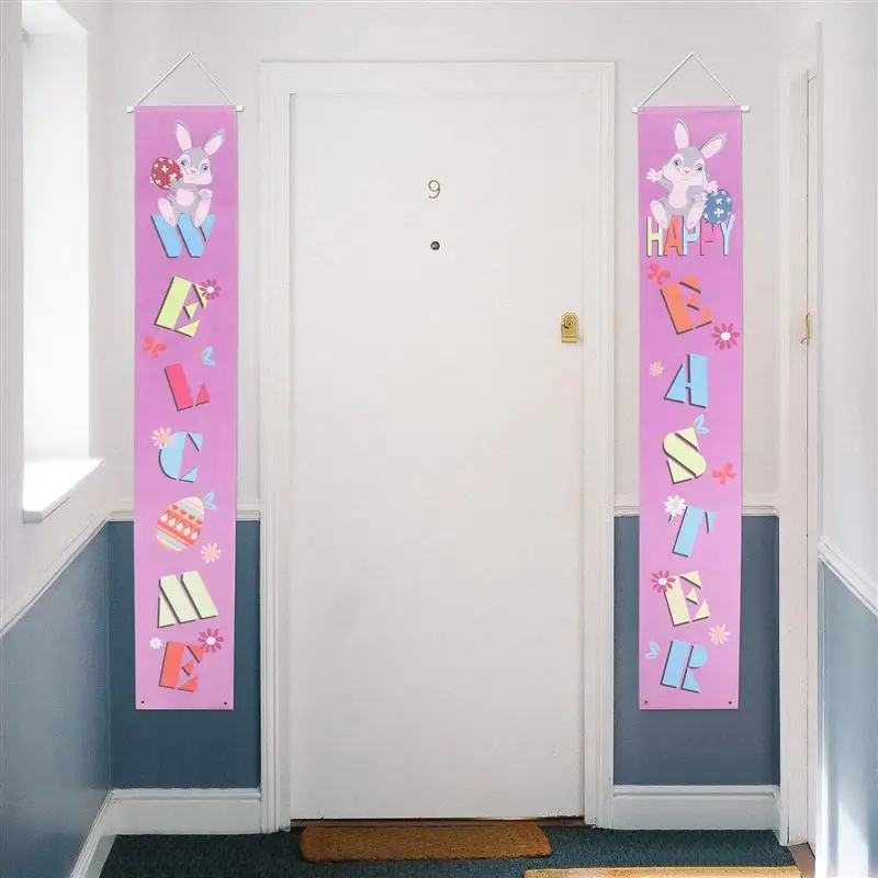 

1 Pair Easter Decorative Couplet Festival Party Decor Porch Hanging Flags