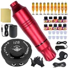 Машинка для перманентного макияжа, с картриджами с питанием, полный комплект машины для татуировки градусов