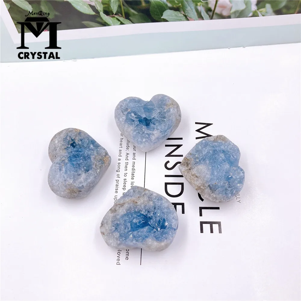 1PC Natural Blue Celestite Crystal Cluster Love shape Mineral Specimen Healing Stones For Teaching Dream Home Decor