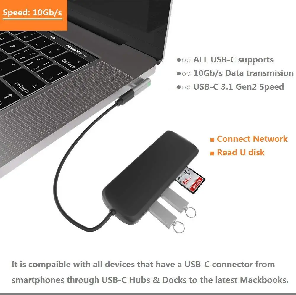 Магнитное зарядное устройство с разъемом USB Type-C для MacBook Pro/Samsung S8/N8/Huawei Mate 9/10/20 |