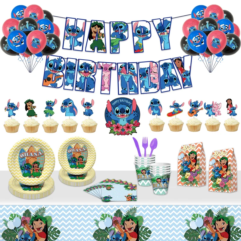 

Disney Лило и Ститч украшения для вечеринки на день рождения Детская одноразовая посуда воздушный шар украшения для дня рождения