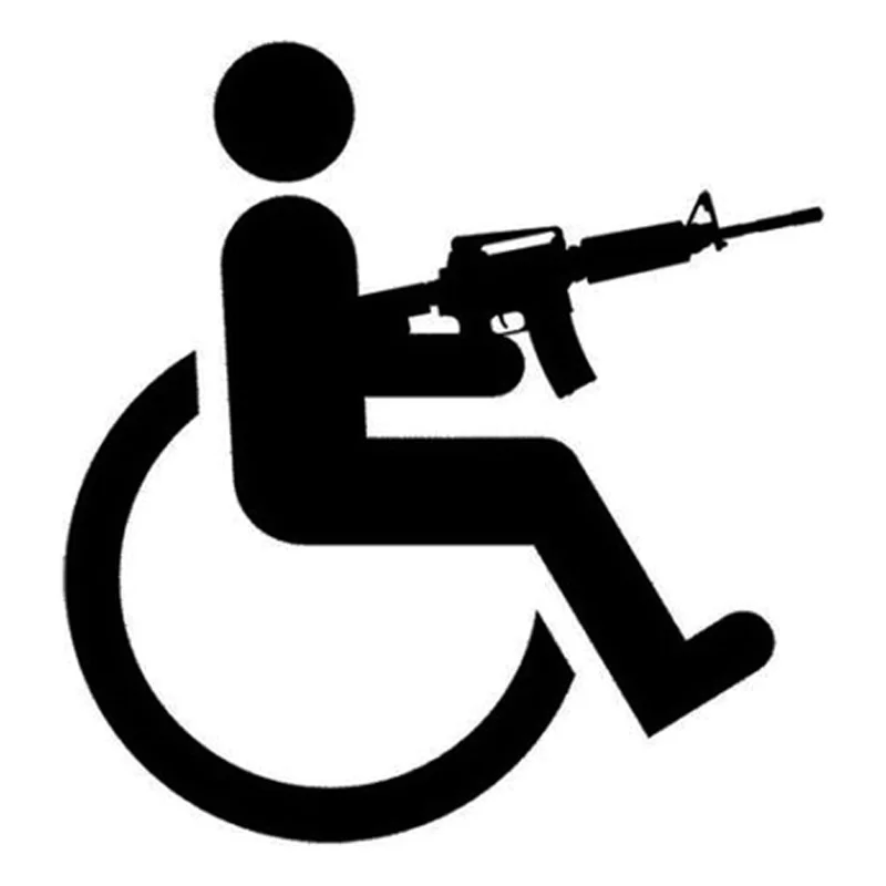

Fashion Handicapped Wheelchair Gun Car Sticker Motorcycle Car Accessories Cover Scratches Waterproof PVC 16Cm X 16Cm