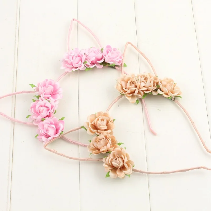 Рождественский светящийся светильник ободок для волос с розами заячьими ушками