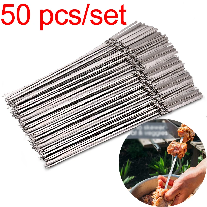 

BBQ Skewers Stainless Steel Barbecue Needle Kebab Stick Home Kitchen Accessories Tools 50 Pcs/set Kitchen,Dining & Bar Dropship