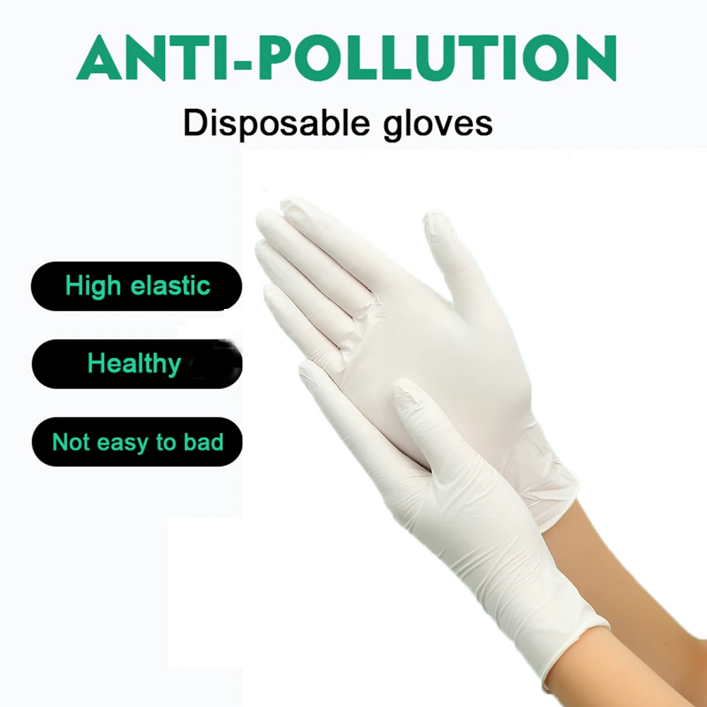 Белые одноразовые латексные перчатки для домашней уборки 50 или 100 шт.