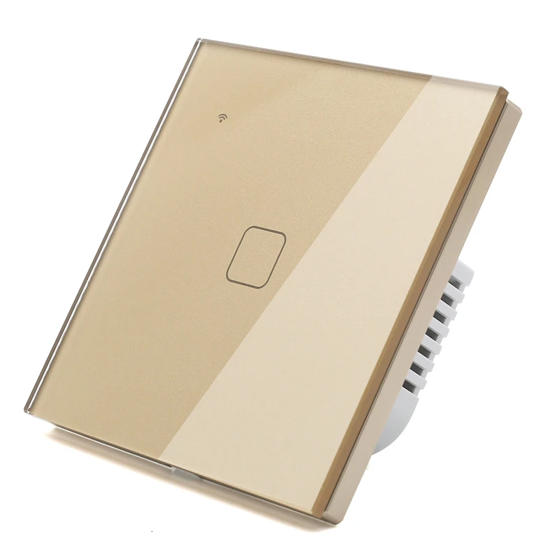 WIFI Touch Light Wall Switch Gold Glass Blue LED Universal Smart Home Phone Control 2 Gang Way relay Square Alexa Google | Обустройство