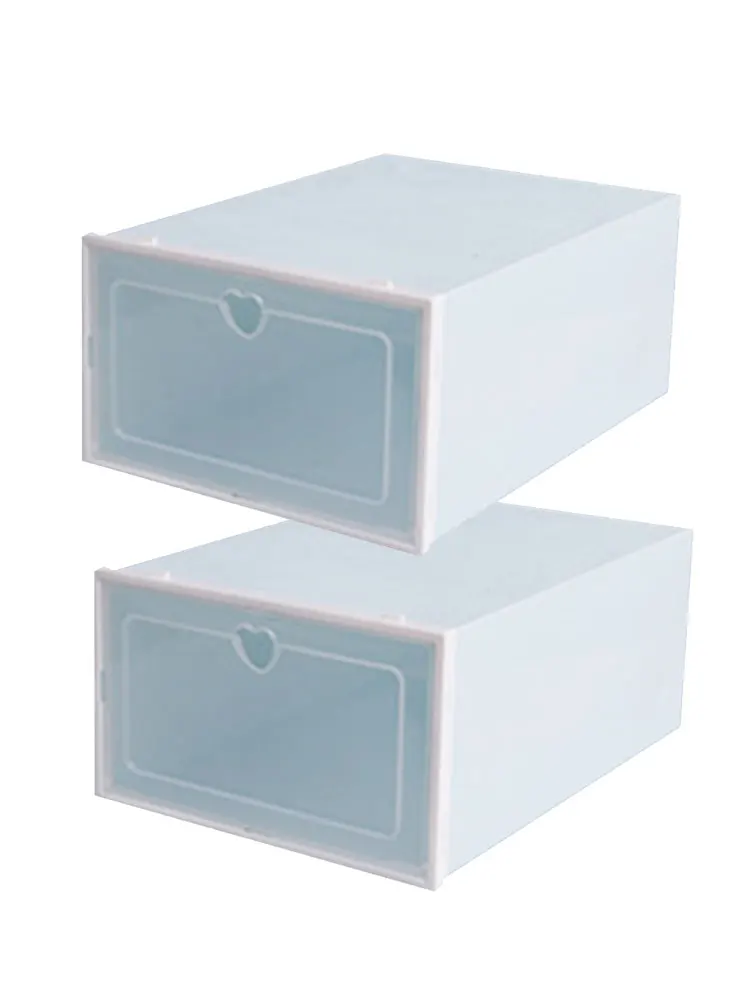 

2pcs Plastic Storage Shoe Boxes Thicken Transparent Shoe Box Storage Organizer Stackable Boxes Household Drawer Storage Box