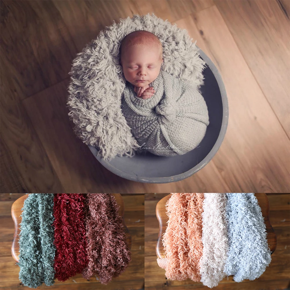 

Newborn Photography Props Backdrop Faux Fur Long Velvet Blanket Rug for Baby Bebe Shoot Studio Stuffer Basket Accessories