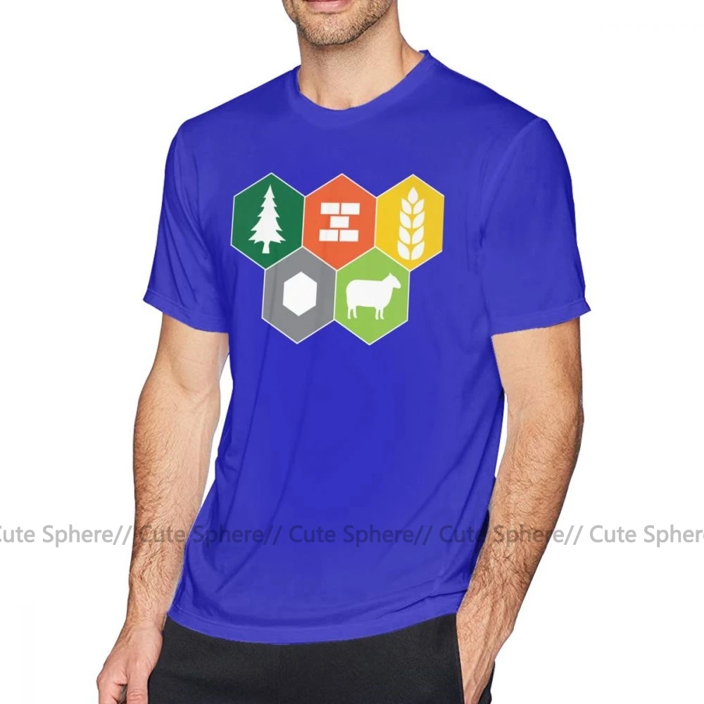 Catan, футболка, Settlers Of Catan Fan, футболка, забавная футболка с коротким рукавом, футболка для мужчин, с графическим рисунком, для пляжа, хлопка, большая футболка - Цвет: Blue