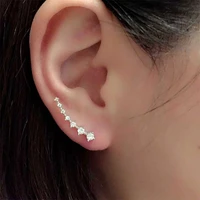 new high quality super shiny zircon silver color earring for women simple jewelry wholesale ear row 2021
