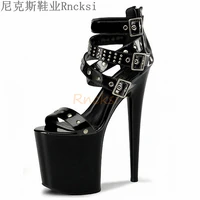 rncksi 2020 fashion new 20 cm platform high heels sandals summer sexy pu vamp womens shoes decorated with many rivets in front