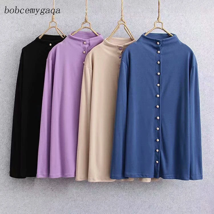 button up turtleneck blouse women long sleeve autumn winter blouse streetwear casual blouse top