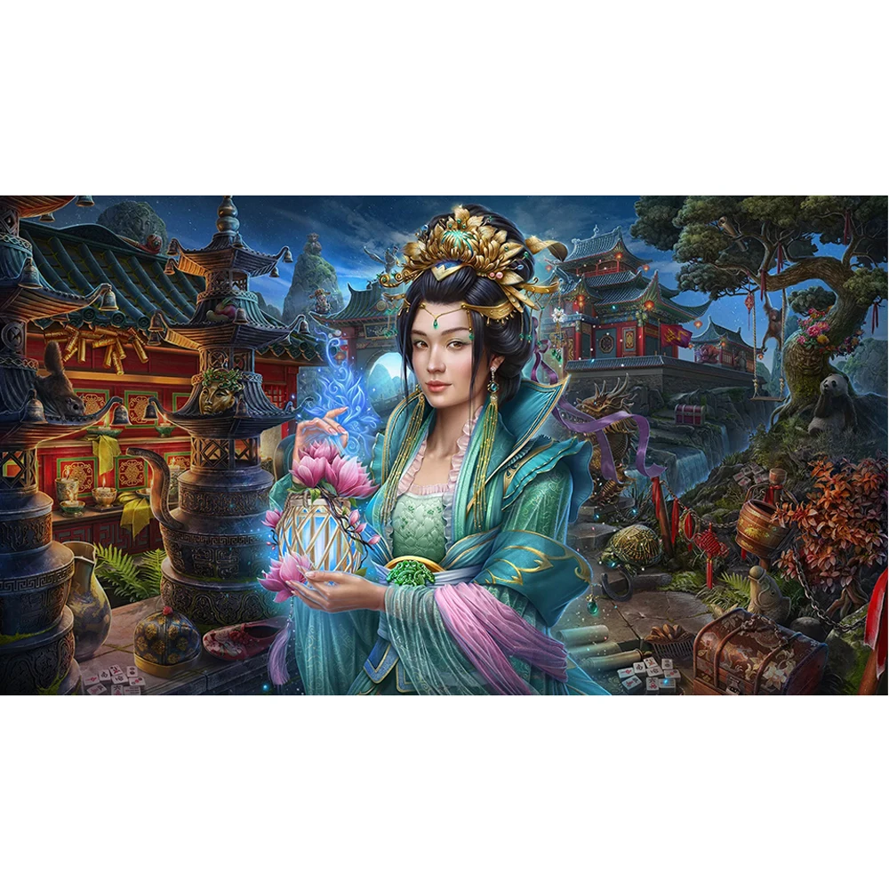 

Fantasy chinese fairytale beauty 5D DIY,Diamond Painting mosaic Full drill landscape temple diamond Embroidery home decor P1431