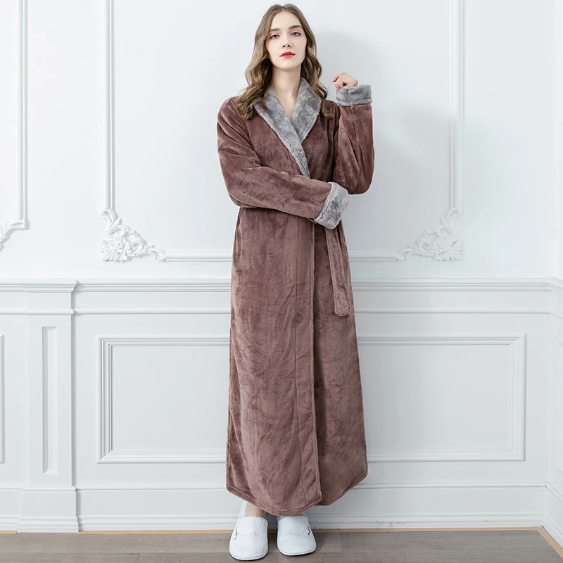 pajama joggers Lovers Extra Long Plus Size Winter Warm Flannel Coral Fleece Bath Robe Men Women Knitted Waffle Kimono Bathrobe Dressing Gown mens cotton pajama bottoms