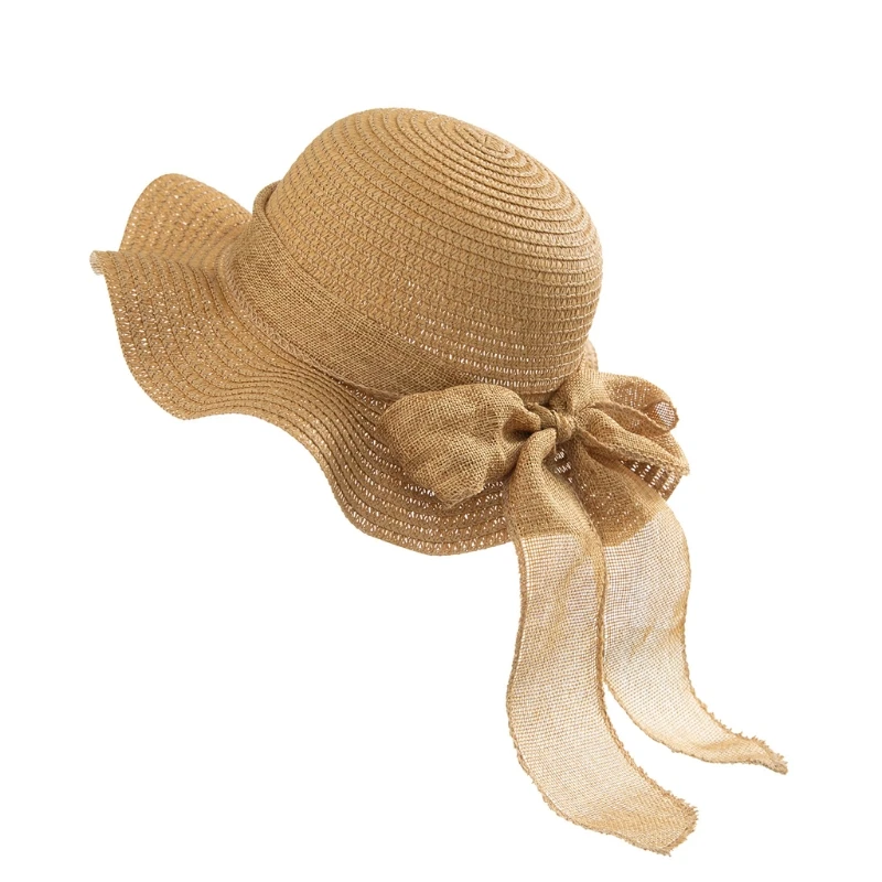 

Ladies Panama Straw Wide Brim Hat Womens Girls Beach Sun Straw Hats For Holiday A2UB