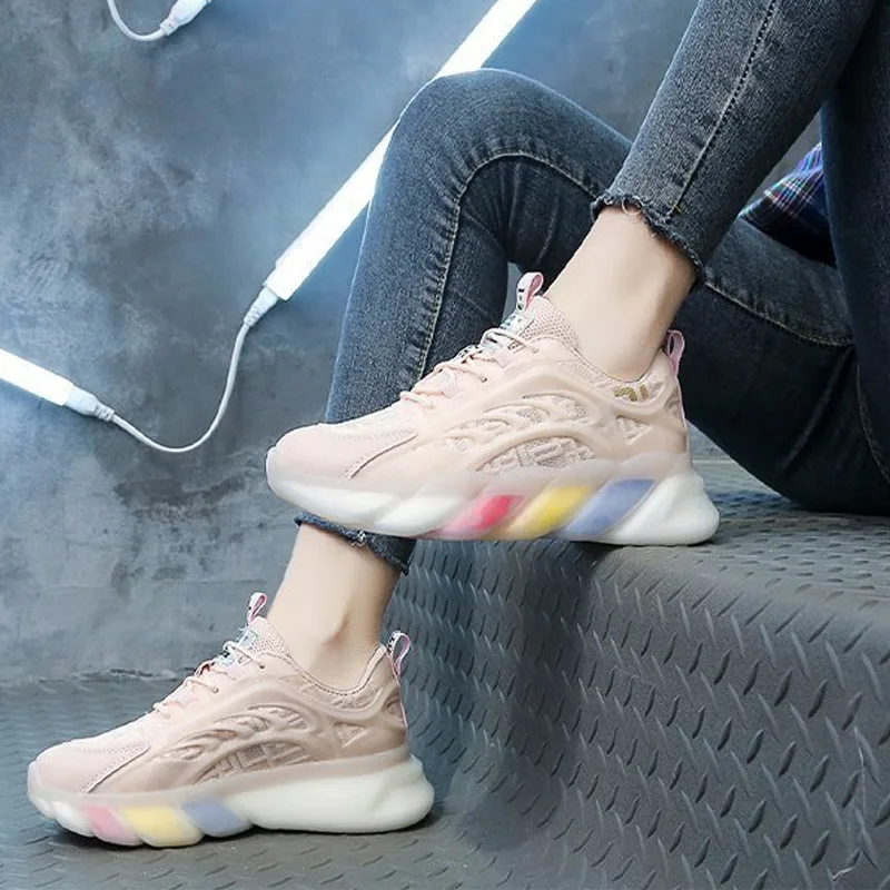 

Кроссовки женские на шнуровке, Вулканизированная подошва, дышащие, круглый носок, Нескользящие, однотонная прогулочная обувь, повседневные