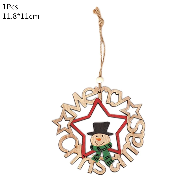 1pcs snowman Деревянная Рождественская елка, украшения, деревянная подвеска, автомобиль/Лось/звезда, поделки своими руками, Noel, рождественские украшения для дома, рождественский подарок для детей - Цвет: 1pcs snowman