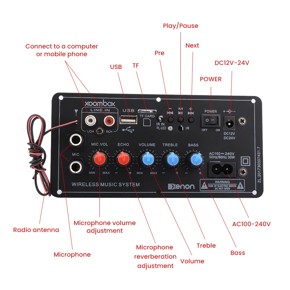 Цифровой усилитель AIYIMA с Bluetooth сабвуфер плата двойным микрофоном усилители для