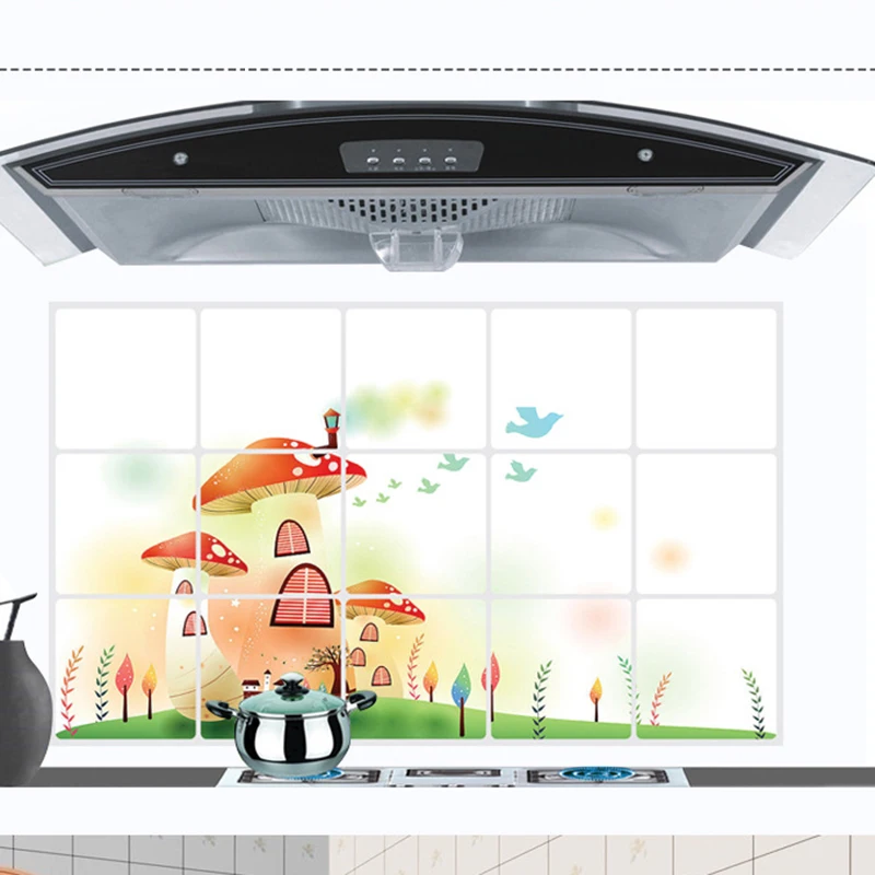 Самоклеящиеся маслостойкие настенные стикеры в виде грибов устойчивые к высоким