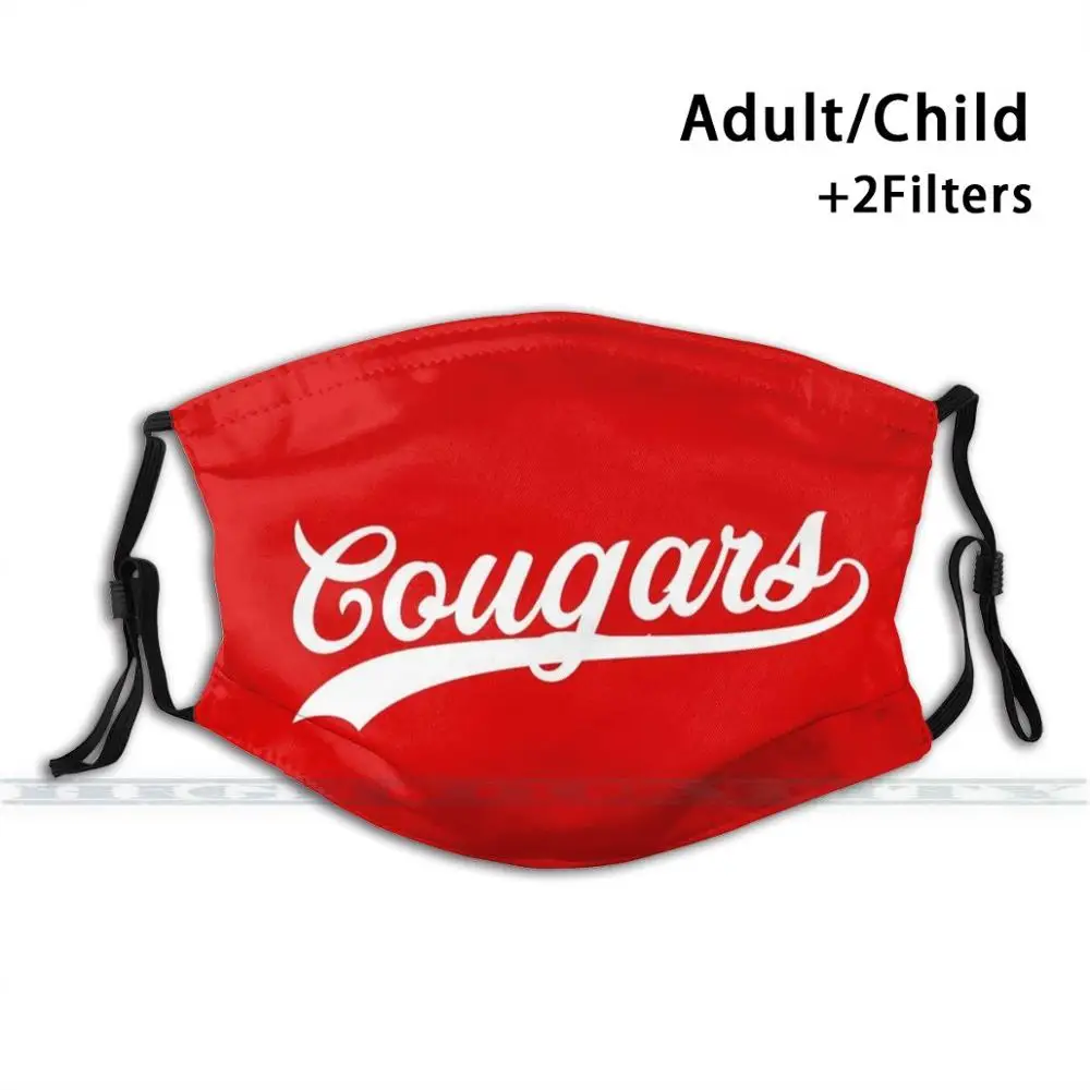 Cougars Script 3d печать многоразовая маска для рта моющийся фильтр против пыли лица Houston