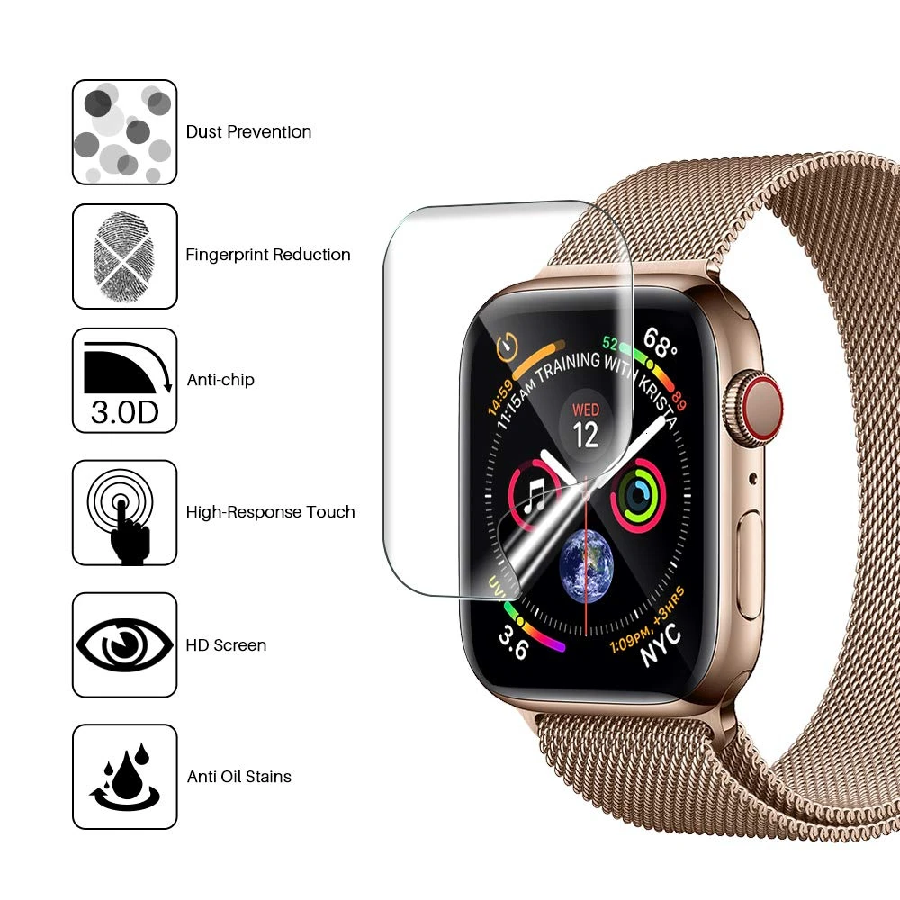 Мягкая защитная пленка из ТПУ для Apple Watch Series 4 5 40 мм 44 полное покрытие 10 шт. HD смарт