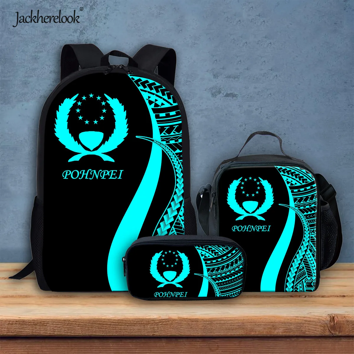 

Jackherelook Pohnpei Polynesian Design Schoolbag Girl Backpack Men Fashion School Bags 3pcs/Set Student Bookbag Large Satchel
