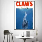 Абстрактный плакат с изображением большой белой акулы, ленивые принты, забавный фильм, настенное искусство, Современная Картина на холсте, для спальни, гостиной, домашний декор