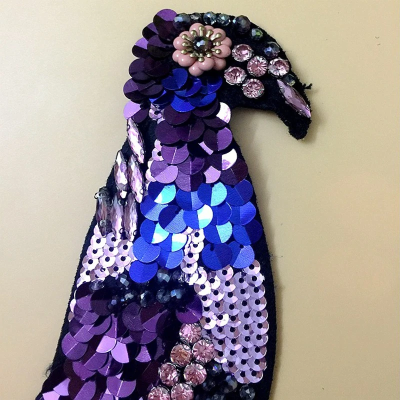 Синяя аппликация Nagao с вышивкой из кристаллов и бусин блестками ткань для свитера