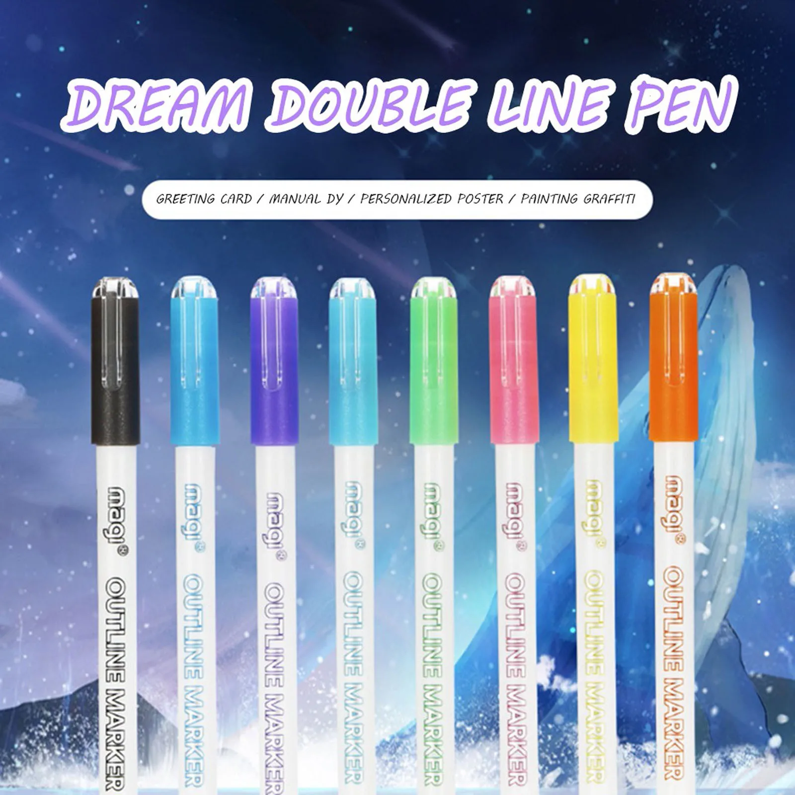 

8-Color flash Paint pen Fluorescent Dream Double-Line Pen Color Hand-Painted Painting Pens 3ML Marker Pen Dropshipping #40