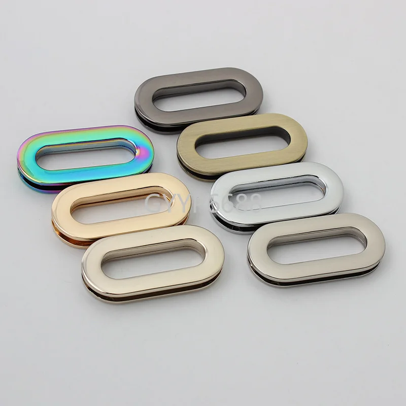 10-30-100pcs 8 colors 40*20mm 29mm inner rainbow oval shape eyelets for woman shoulderbag chain bag metal accessories