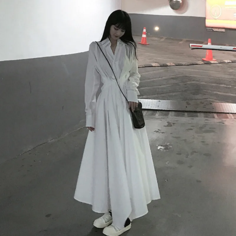 Новое поступление черно-белая рубашка женское льняное Повседневное платье с