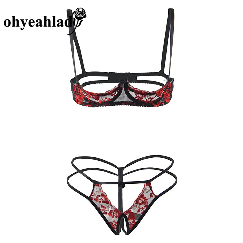 

Ohyeahlady New Arrival Lace Floral Fantazi Giyim Seksi Transparent Open Bra Hot Lingerie Set Hollow Out Patchwork Bra Set LJ8435