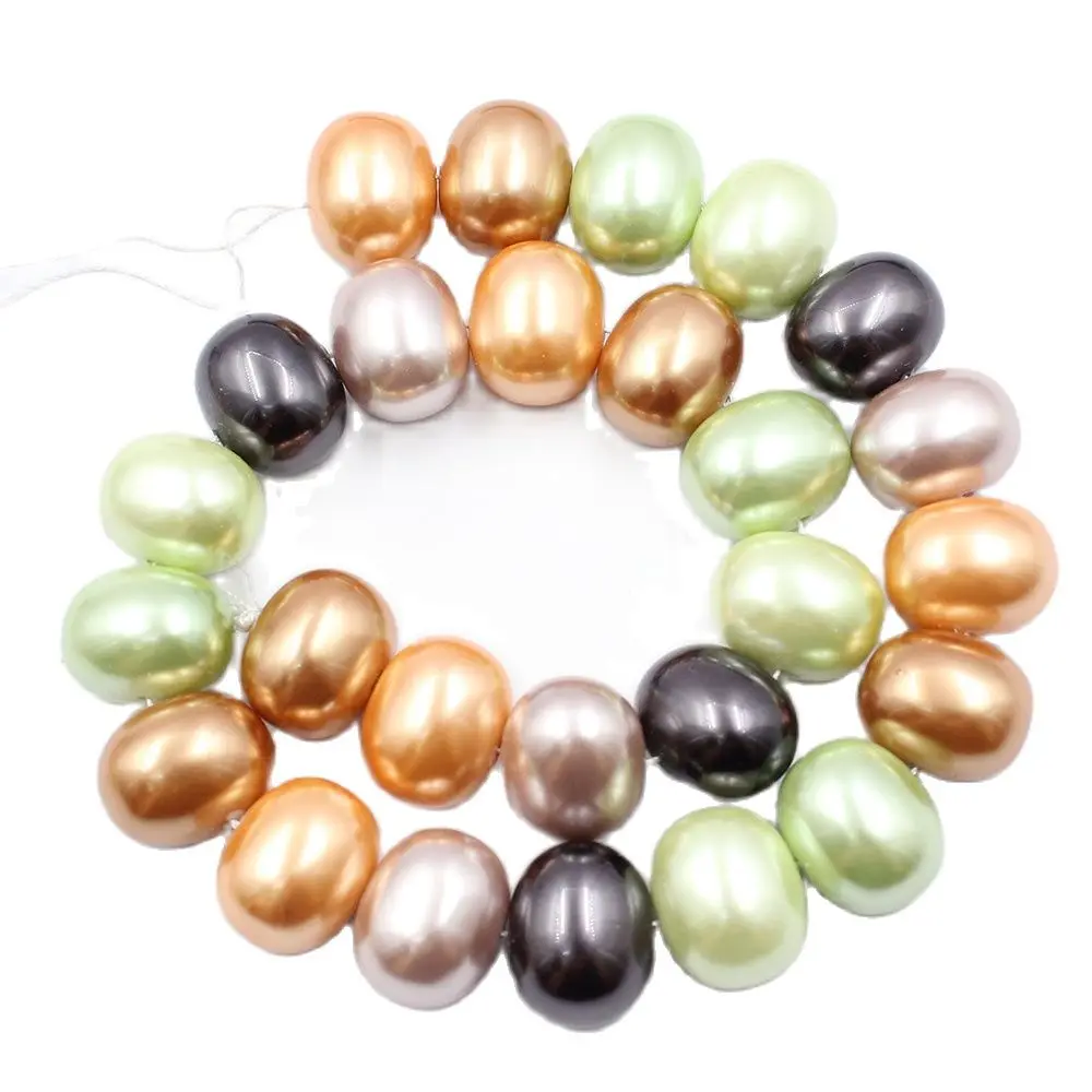 

APDGG Natural Egg Shell Oval Green Black Orange Mix Color Shell Beads 16'' Loose Beads Jewelry Making DIY