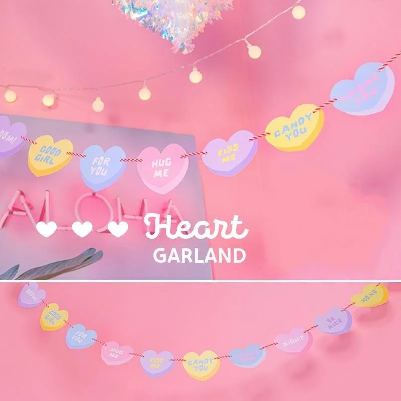 

milkjoy girl love ins wind bunting peach heart Valentine's day bunting birthday party garland