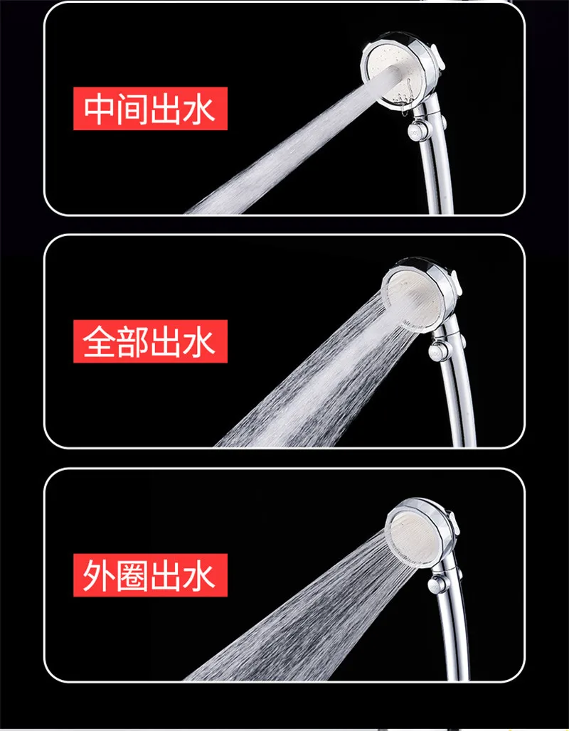 

Water Saving Shower Bathroom 3 Function SPA Shower Head With Switch On/Off Button High Pressure Anion Filter Bath Head 70%
