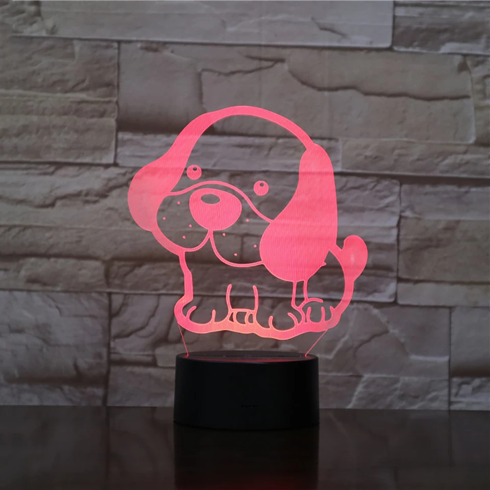 

Lovely Dog Puppy LED RGB Night Light 7 Color Change Desk Light Action Figure PVC Kids Toys Brinquedos Christmas Gift