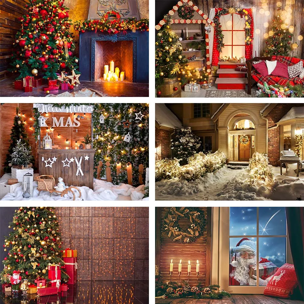 

Фоны Avezano Рождественская елка камин зимние подарки Санта Клаус фотография фон студия фотосессия фотозона реквизит декор