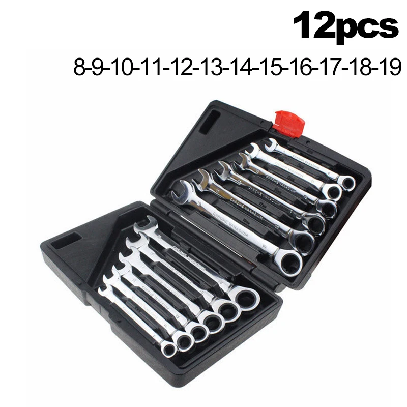 Набор гаечных ключей Onnfang с храповым механизмом 72 зубца хромованадиевая сталь