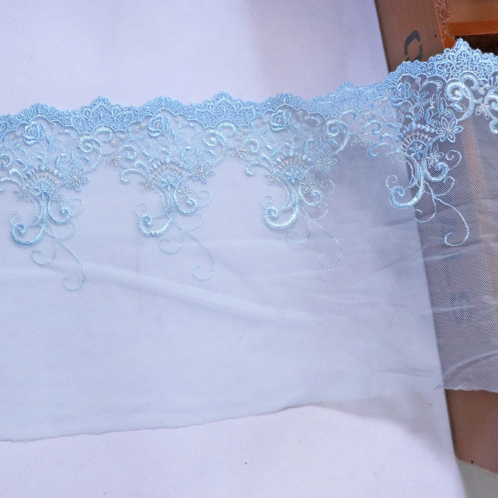 Тюлевая кружевная ткань для нижнего белья винтажная вышитая отделка 1 метр