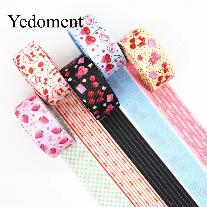 10 ярдов 1 дюйм 25 мм/38 мм двухсторонняя корсажная лента с принтом клубники/вишни
