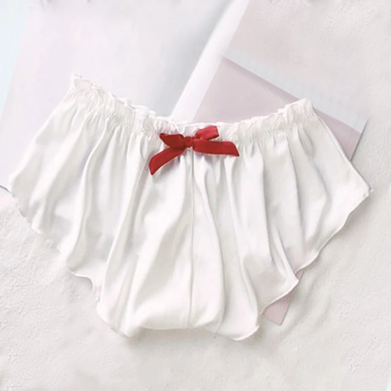 

Ice Silk Women Underwear Satin Sexy Flowers Floral Homewear Sexy Briefs Lingerie Girls Cute Panties Women's Shorts S-XXXL
