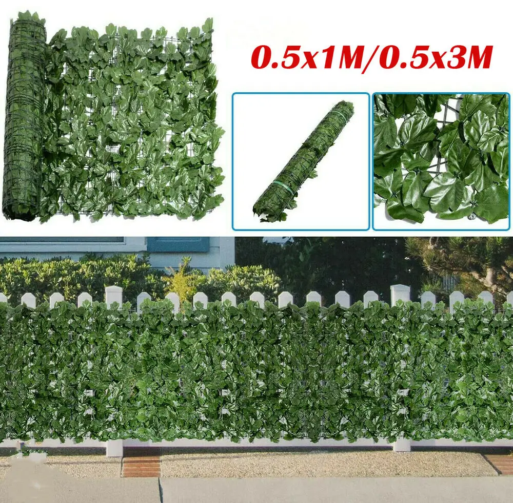 

Искусственный Плющ 1 м/3 м, забор для конфиденциальности, экран, искусственные ограждения, забор и искусственный плющ, листья винограда, улич...