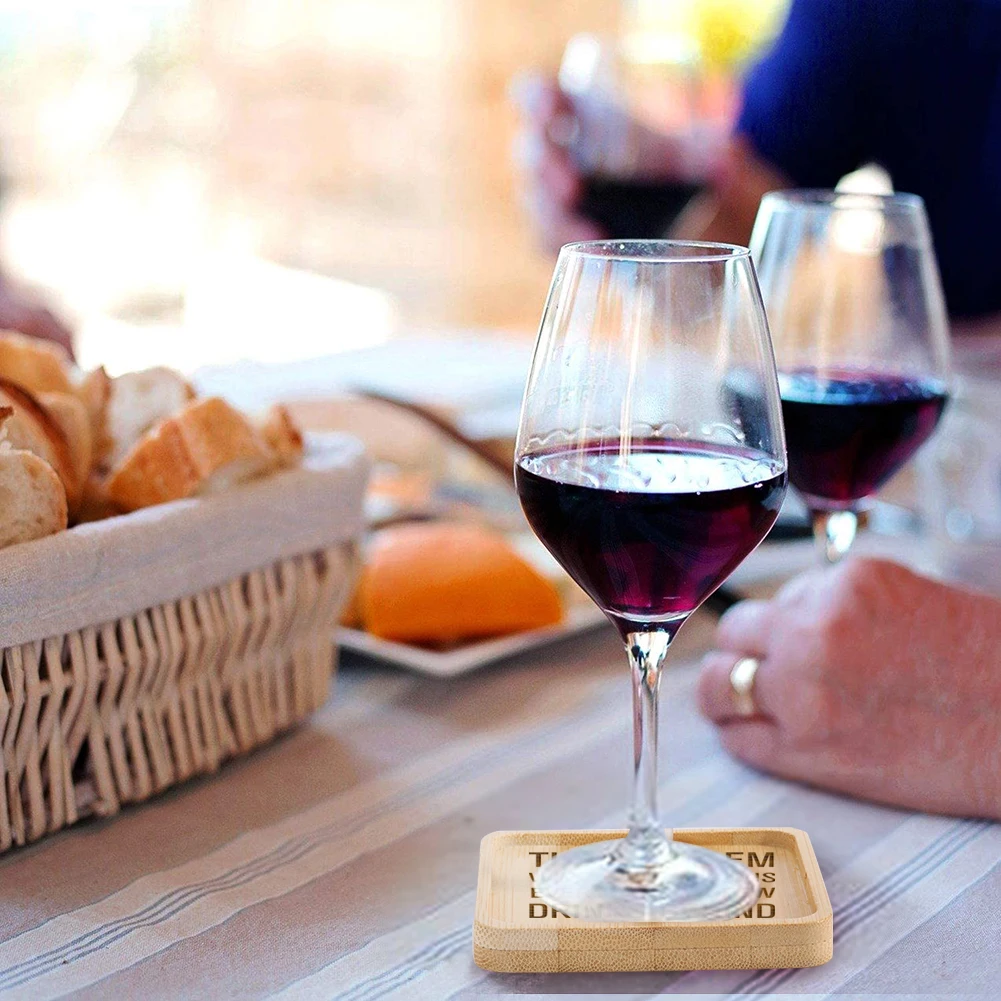 

Natural Wooden 6 Coaster Durable Multi Pattern Square Coaster Handmade High Quality Bowl Cushion Kitchen Decoration Accessories