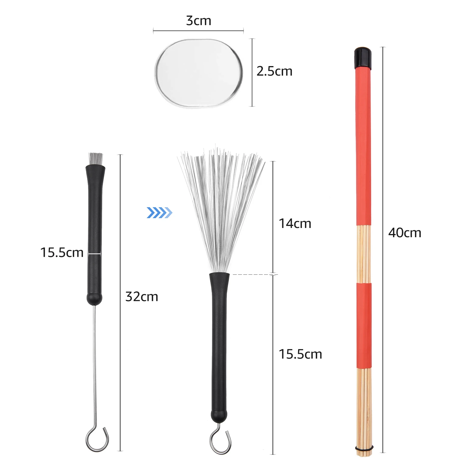 

Drum Sticks Set 1 Pair Retractable Drum Wire Brushes Drum Stick Brush 1 Pair 19-Rod Bamboo Drum Brushes